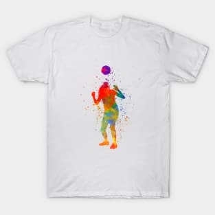 Woman footballer in watercolor T-Shirt